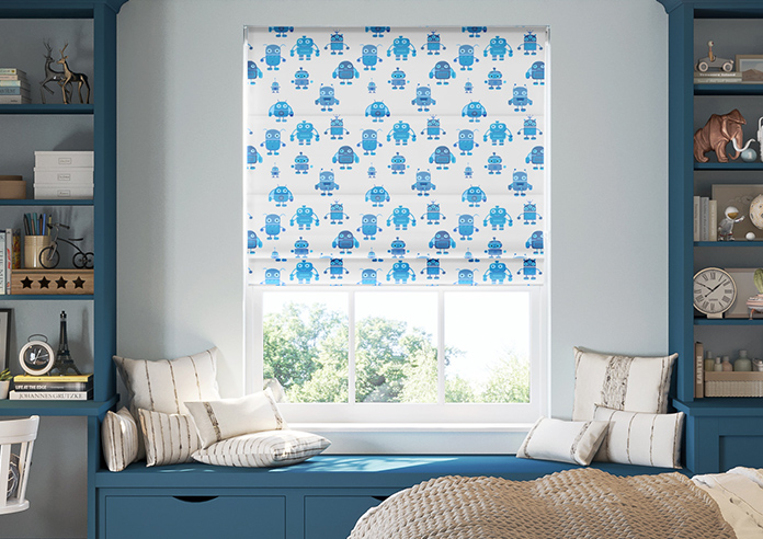 Robo Town, Bot Blue - Twist&Fit Roman Blind - Image 3